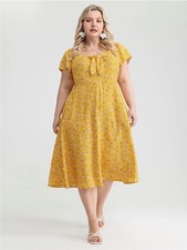 BloomChic Purple Floral Smocked Bodice Midi Dress, US 10