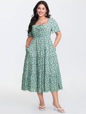 BloomChic Purple Floral Smocked Bodice Midi Dress, US 10 — listing 4