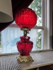 Vintage Gone With the Wind Hurricane Table Lamp with Floral Milk Glass Shade and Globe — listing 2