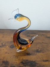 Vintage Clear Art Glass Swan Figurine with Controlled Bubble Body