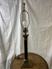 Vintage Corinthian Column Table Lamp with Fringed Silk Bell Shade — listing 3