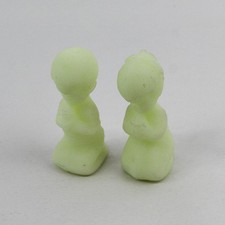 Fenton Praying Boy and Girl Figurine Pair, Custard/Uranium Glass, 4 inches — listing 6