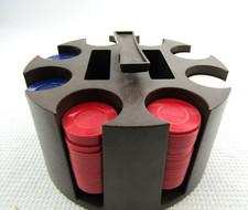 Vintage Bakelite Revolving Poker Chip Caddy with Chips, 4 3/4" x 2 1/2" — listing 5