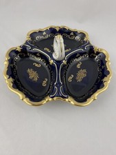 German Porcelain Rectangular Serving Tray with Cobalt Blue and Gold Rococo Border — listing 5
