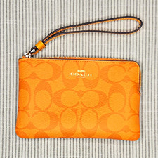 Coach Signature Jacquard Wristlet Wallet with Strap, Black and Khaki, listing 3