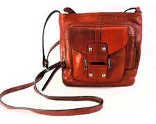 Franco Sarto Brown Leather Crossbody Bag with Tan Canvas Strap — listing 5