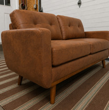 Vintage 1970s Green Chenille Tufted Two-Seat Loveseat — listing 3