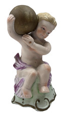 Antique Bisque Porcelain Winged Cherub Angel Figurine, Crossed Arrows Mark — listing 3