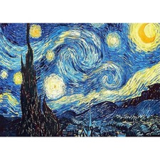 Completed Diamond Painting of Van Gogh's Starry Night, Framed Under Glass — listing 5