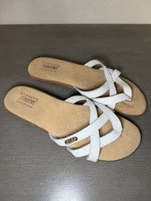 G.H. Bass & Co. Cognac & Silver Braided Thong Sandals, Women's Size 6M, listing 3
