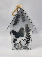 Galvanized Metal Pyramid-Roof Birdhouse / Bird Feeder in Wire Basket Frame — listing 3