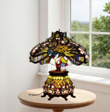 Tiffany-Style Stained Glass Peacock Figural Table Lamp — listing 4