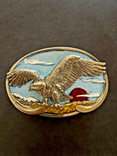 Vintage 1979 The Great American Buckle Co. Serialized Horse Belt Buckle, Hand-Painted Enamel, 3 3/4" x 2 1/2" — listing 2