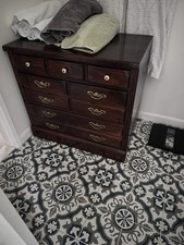 Colonial Style Solid Pine 5-Drawer Tall Chest of Drawers with Carved Fan Motif — listing 2