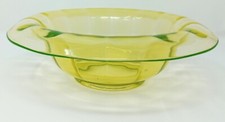 Art Deco Green Frosted Uranium Glass Console Bowl with Draped Ribbed Design — listing 6