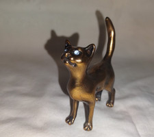 Vintage Brass Stylized Cat Ring Holder Figurine with Long Upright Tail — listing 4