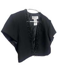 J.R. Nites by Caliendo Vintage Lace Tuxedo Jacket with Sheer Sleeves and Satin Shawl Collar, Size 10 — listing 3