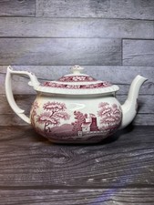 Red Transferware Teapot with Exotic Bird & Floral Pattern — listing 3