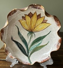 Italian Handmade Ceramic Bowl with Twisted Rope Handles and Colorful Textured Glaze — listing 5
