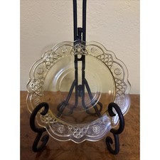 Amber Depression Glass Plate with Embossed Rose and Scalloped Rim (Federal Glass Rosemary/Sharon Style) — listing 6