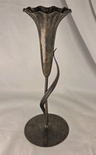 Silver Trumpet Bud Vase with Ruffled Rim