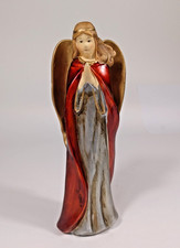 Vintage Ceramic Praying Angel Figurine with Pink Robe and Iridescent Wings — listing 4