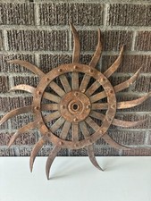 Antique Single-Wheel Push Cultivator / Garden Hoe Plow with Wooden Handles — listing 5