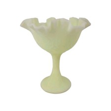 Vintage Pressed Glass Compote with Frosted Floral Etching and Ribbed Pedestal Foot — listing 4