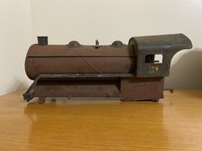 Antique Pressed-Steel Ride-On Locomotive Pull Toy with Tender, Bell, Whistle and Cowcatcher — listing 2