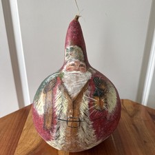 Vintage Hand-Painted Gourd Maraca with Floral Design