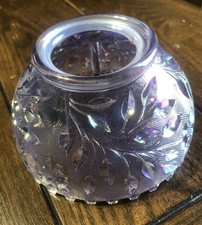 Westmoreland Fairy Lamp with Hand-Painted Floral Satin Glass Shade and Milk Glass Pedestal Base, 8 inches tall