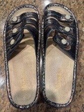 Alegria by PG Lite Fiona Slide Sandals, Style FIO-243, Blue Floral Embossed Leather, Size EU 38 / US 8-8.5 — listing 5