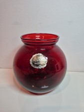 Vintage Royal Ruby Red Glass Ball Pitcher with Applied Handle and Ribbed Neck, listing 4