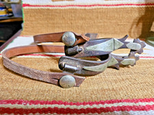 Oscar Crockett Coin-Mounted Western Spurs, Mexican Silver Coin Buttons, 5-Point Rowels — listing 2