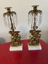 Pair of Cast Metal Abstract Figural Candlesticks, Black, 12 inches Tall