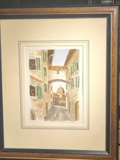 Framed Watercolor Print 'Firenze il Duomo e Orsanmichele' - Florence Italy Cityscape, Pencil Signed and Dated 1995 — listing 4