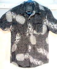 Brooklyn Cloth Mfg Co Blue Pineapple Print Camp Collar Shirt, Size S — listing 4