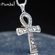 Ankh Cross Pendant with Pave CZ Diamond Clusters, Gold-Tone, 1.75 inch — listing 6