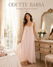 Vintage Odette Barsa Lace & Satin Peignoir Robe / Dressing Gown — listing 6