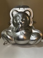 Vintage Cast Aluminum Teddy Bear Cake / Jello Mold with Neckerchief Bow — listing 5