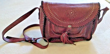 Handmade Brown Leather Crossbody Satchel Bag with Buckle Flap Closure — listing 5