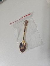 Vintage Cloisonné Enamel Figural Spoon Brooch Pin, Gold-Tone with Floral Design
