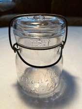 Vintage Kivlan Wide Mouth Glass Fruit Jar with Wire Bail and Glass Lid — listing 5
