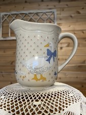 Hand-Thrown Stoneware Canister Set with Blue Goose Motif (5 Lidded Crocks + Handled Bowl) — listing 4