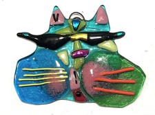 Handmade Fused Glass Onion Ornament with Monogram 'B' and Gold Filigree, Beaded Hanger — listing 5