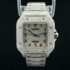 Custom Fully Iced-Out Cartier Santos Skeleton Watch (Aftermarket Diamond/CZ Set) — listing 6
