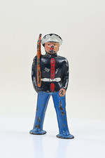 Set of 7 Lead Toy Soldiers with Piper, Bugler and Cannon, Grey Uniforms & Tricorn Hats, 1 1/2" Tall — listing 4