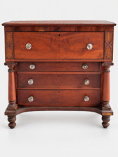 Antique Mahogany Low Dresser / Chest with Cabriole Legs, Two Over One Drawer — listing 3