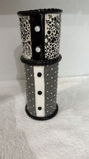 Pair of Black and White Ceramic Stepped Vases with Curved Openings — listing 3
