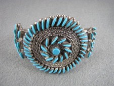Zuni Petit Point Sterling Silver & Turquoise Cluster Stud Earrings, 0.75 inch Round No visible marks — listing 2